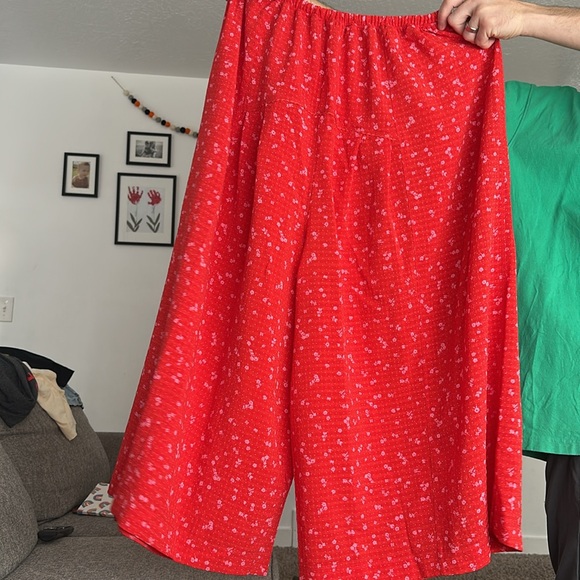 Red ditsy floral Free People pants - Picture 2 of 3